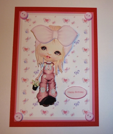 Little lady age birthday card front with decoupage. by Cornelia Orgahs