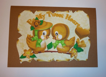 Be my tweet heart! with pretty gold birds and & heart on a scroll by Cornelia Orgahs