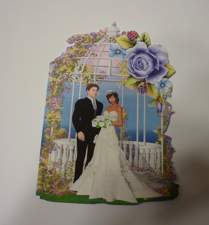 Flower Wedding Gazebo Shaped Card Mixed Race 1 by Cornelia Orgahs