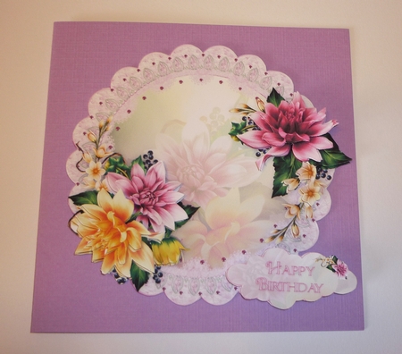 Pretty Ring of Dahlias Scalloped Round Topper and Decoupage by Cornelia Orgahs