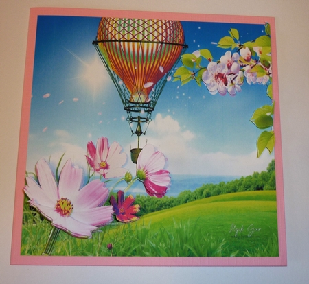 Hot Air Balloons - Balloon Daisy Flight 3 - 3D Decoupage + Insert & Tag by Cornelia Orgahs