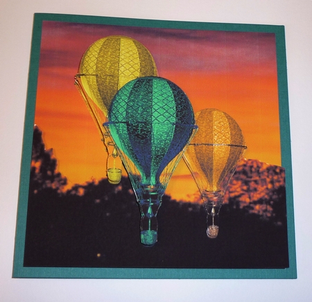 Hot Air Balloons - Balloon Evening Flight - 3D Decoupage + Insert & Tag by Cornelia Orgahs