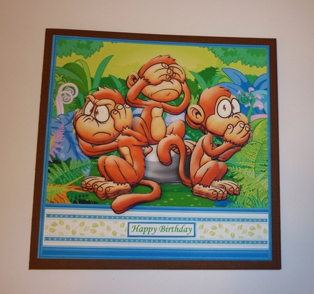 3 WISE MONKEYS OMG HOW OLD 7.5 Humorous Decoupage Mini Kit by Cornelia Orgahs