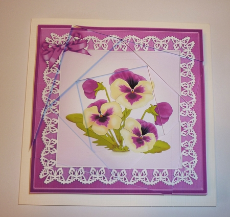 Pansy on Butterfly Lace Twisted Spiral Side Stacker by Cornelia Orgahs