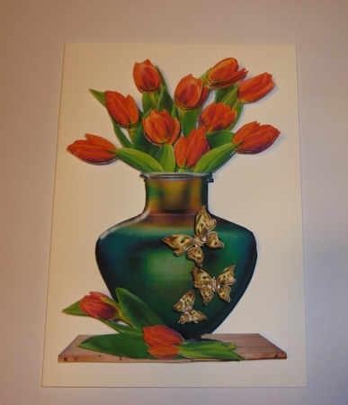 Orange Tulips in Butterfly Vase by Cornelia Orgahs