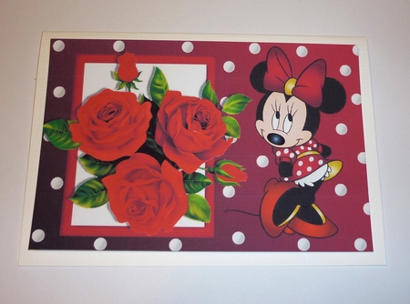 I Just love red roses, with cute little minnie mouse by Cornelia Orgahs
