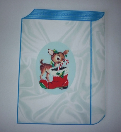 Little reindeer with santa boot  in glitter frame A5 folded book by Cornelia Orgahs