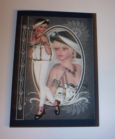 Black and White Fashion Reflections A5 Card Front & Decoupage by Cornelia Orgahs