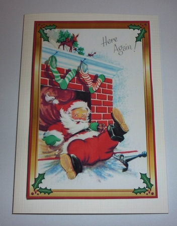 Santa Is Here Christmas Decoupage Topper by Cornelia Orgahs
