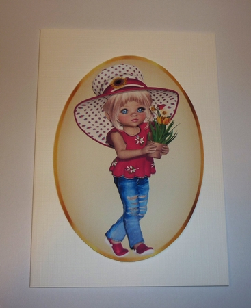 8 Lovely Girls in coloured hats card fronts/toppers red, purple, blue  & cerise  4 sheets set 1 kit by Cornelia Orgahs