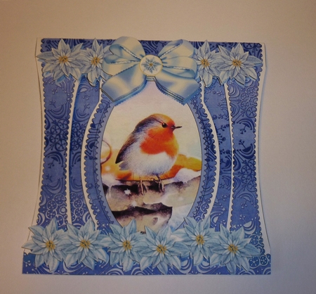 Blue Robin Stand Up Cut Out 3D Christmas Card Kit by Cornelia Orgahs