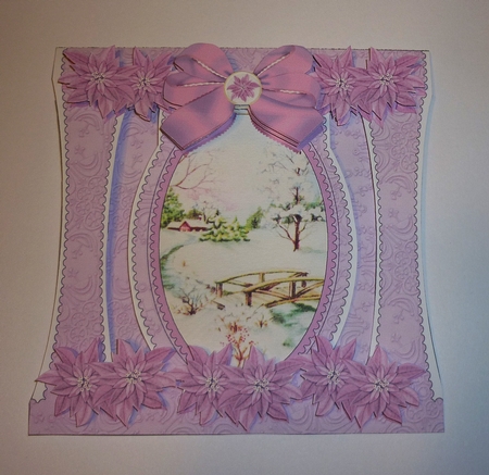 Lilac Snowscene Stand Up Cut Out 3D Christmas Card Kit by Cornelia Orgahs