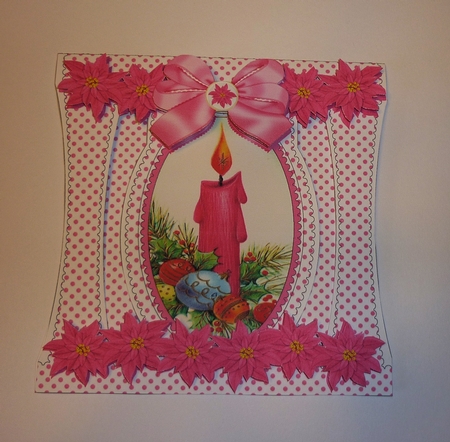 Cerise Candle Stand Up Cut Out 3D Christmas Card Kit by Cornelia Orgahs