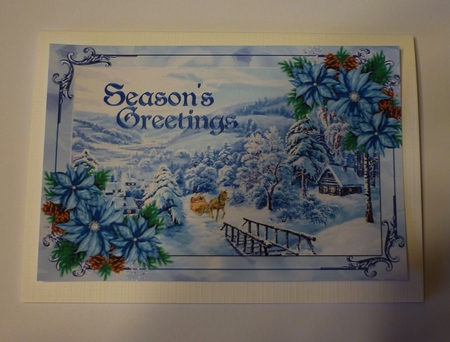 Blue Poinsettia Magical Vintage Winter Scenery by Cornelia Orgahs