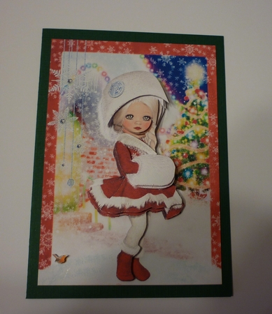 Sweet Little Walking in the Snow A5 Card Front & Decoupage by Cornelia Orgahs