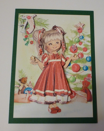 Sweet Little Red Dress for Christmas A5 Card Front & Decoupage by Cornelia Orgahs