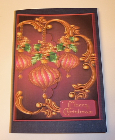 Christmas decorations and bow mock envelop card by Cornelia Orgahs
