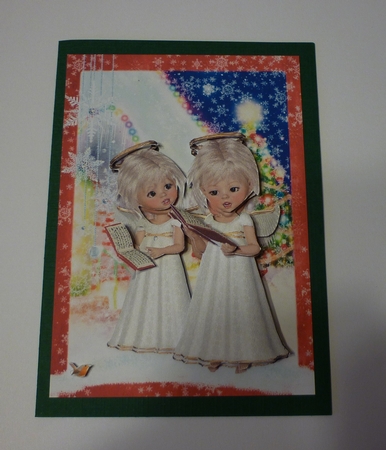 Sweet Little Carol Singers A5 Card Front & Decoupage by Cornelia Orgahs