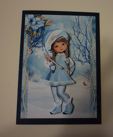 Sweet Little Snowy Walk A5 Card Front & Decoupage by Cornelia Orgahs