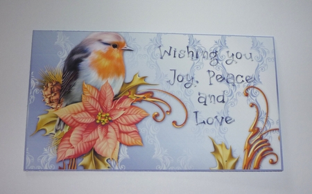 Robin and poinsettia silver blue Christmas money wallet by Cornelia Orgahs