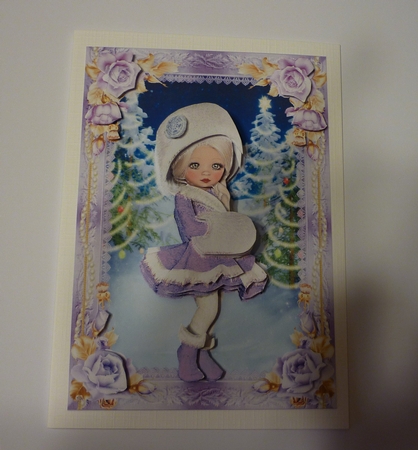 Sweet Little Christmas Trees A5 Card Front & Decoupage by Cornelia Orgahs