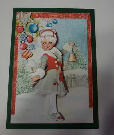 Sweet Little Ringing in the Christmas Cheer A5 Card Front & Decoupage by Cornelia Orgahs