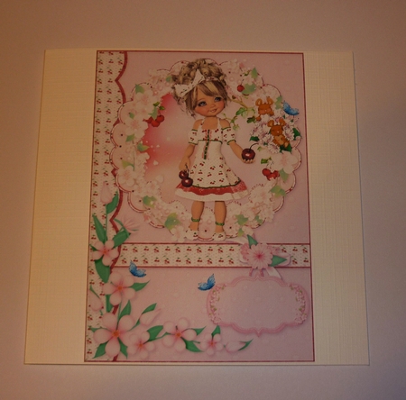 Sweet Little Cherry Blossom Mice  A5 Card Front, Topper & Decoupage by Cornelia Orgahs