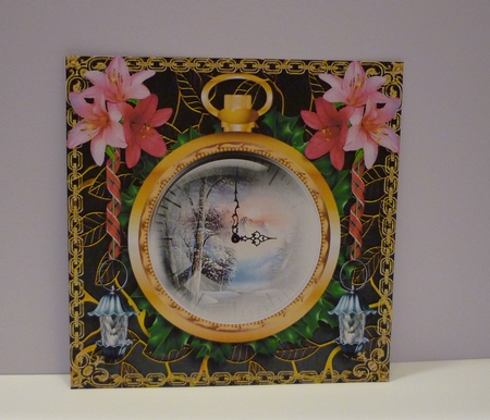 Christmas Time Fob Watch - Lillies by Cornelia Orgahs