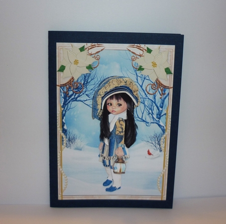 Sweet Little Warm Winter Walk A5 Card Front & Decoupage by Cornelia Orgahs