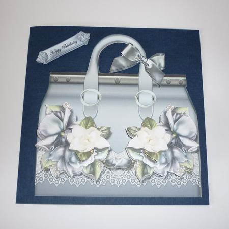 Handbag Shaped Card Roses & Camelias Mini Kit by Cornelia Orgahs