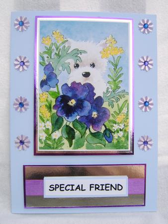 2 Westies and Flowers by Corrine Penhale
