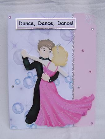 Dancers Pink Dress Quick Card Front with Decoupage by Corrine Penhale