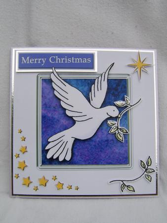 Xmas Dove Quick Card with Decoupage by Corrine Penhale