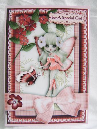 Fairy Red A5 Step by Step Card Front by Corrine Penhale