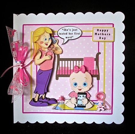 She Has Just Texted Her First Word - Decoupage by Cynthia Massey