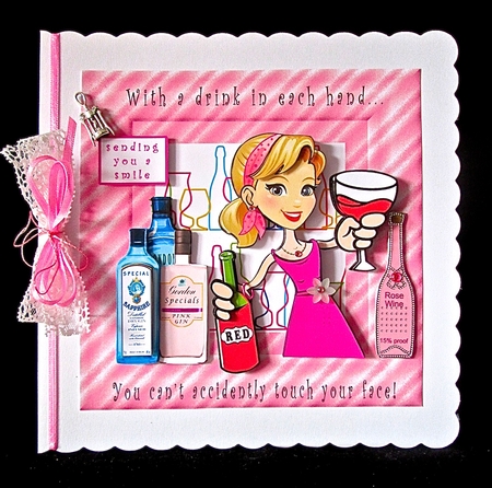 With A Drink In Each Hand You Cant Accidentally Touch Your Face - Decoupage by Cynthia Massey