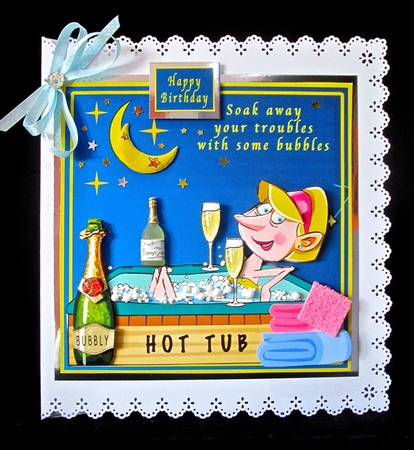 Lady In The Hot Tub - Decoupage by Cynthia Massey