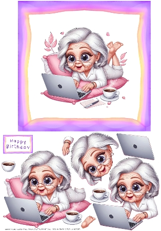SWEET LITTLE OLD LADIES, GRANDMOTHER, SEXY, PNG, CLIPART  MULTI COLOR by Cynthia Massey