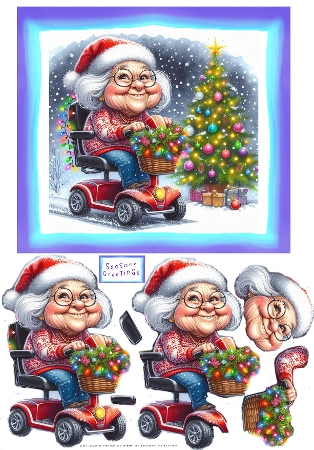 Christmas Scooter Ladies 2 by Cynthia Massey
