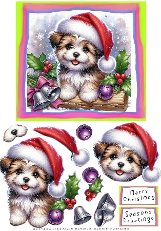 Fluffy Christmas Puppy - Illustrations for Cards, Mini kits & Designers by Cynthia Massey