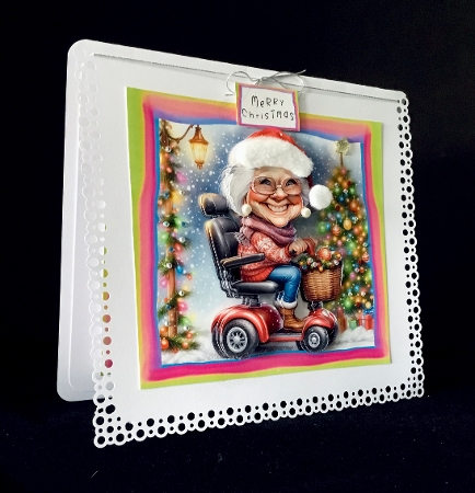 Christmas Scooter Granny - Decoupage by Cynthia Massey