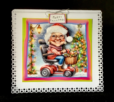 Christmas Scooter Granny - Decoupage by Cynthia Massey