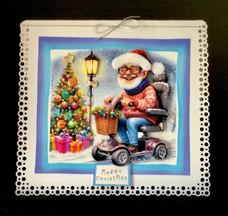 Christmas Scooter Male - Decoupage by Cynthia Massey