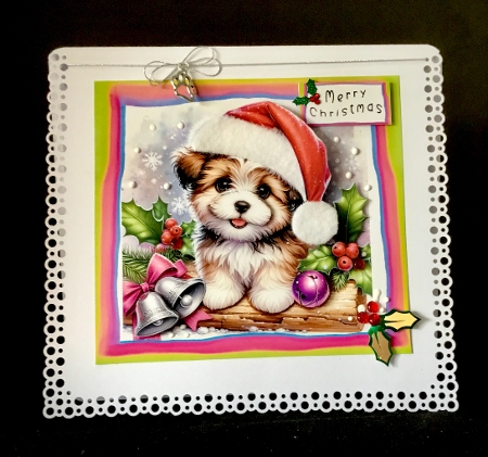 Christmas Puppy 1 -0 Decoupage by Cynthia Massey
