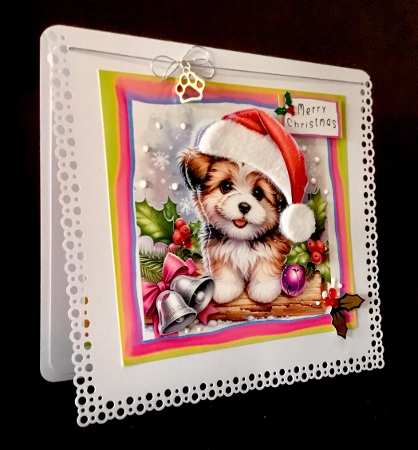 Christmas Puppy 1 -0 Decoupage by Cynthia Massey