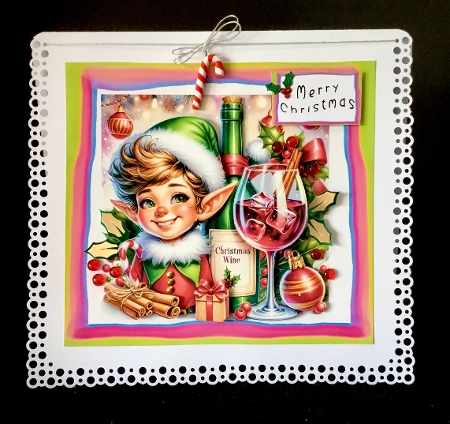 Christmas Wine - Decoupage by Cynthia Massey