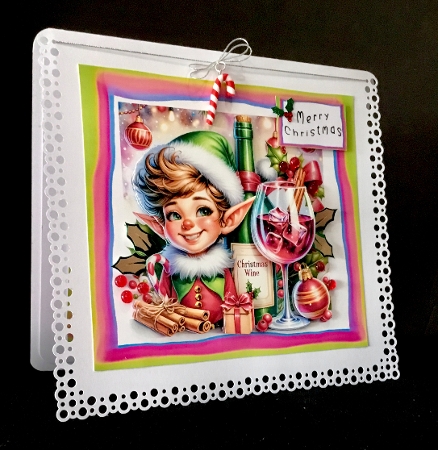Christmas Wine - Decoupage by Cynthia Massey