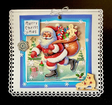 Santa On Ice 2 - Decoupage by Cynthia Massey