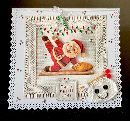 Knitted Keep Fit Santa - Decoupage by Cynthia Massey