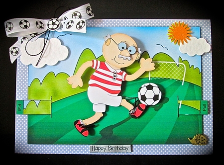 3D Football Man Animated Moveable Decoupage Card Kit by Cynthia Massey